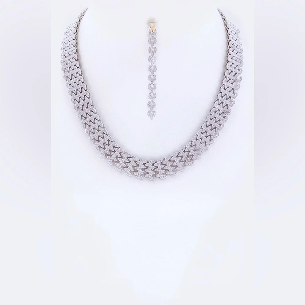 Cubic Zirconia Statement Necklace Set